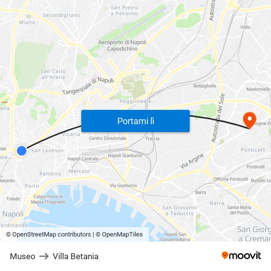 Museo to Villa Betania map