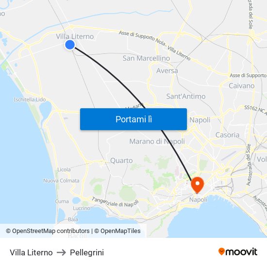 Villa Literno to Pellegrini map