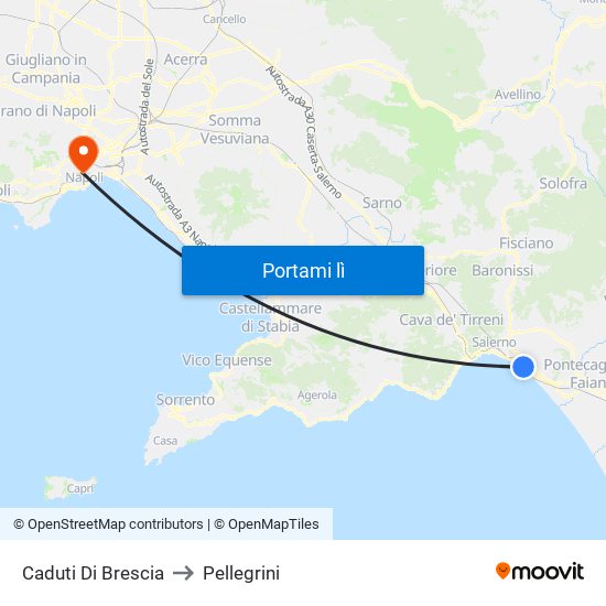 Caduti Di Brescia to Pellegrini map