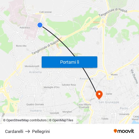 Cardarelli to Pellegrini map