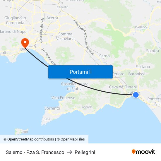 Salerno - P.za S. Francesco to Pellegrini map