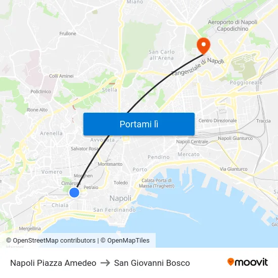 Napoli Piazza Amedeo to San Giovanni Bosco map