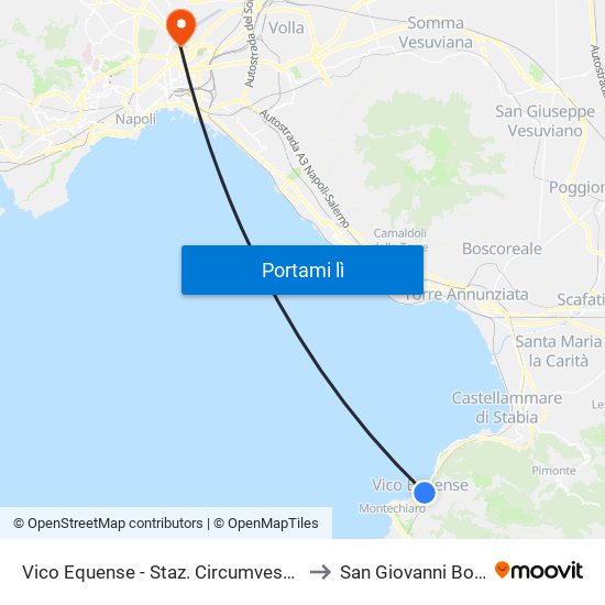 Vico Equense - Staz. Circumvesuviana to San Giovanni Bosco map