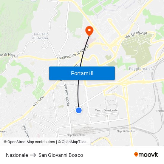 Nazionale to San Giovanni Bosco map