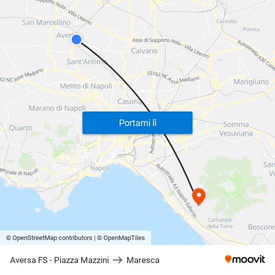 Aversa FS - Piazza Mazzini to Maresca map