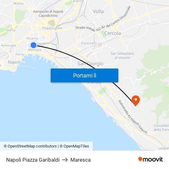 Napoli Piazza Garibaldi to Maresca map