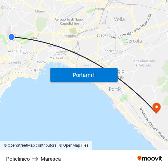 Policlinico to Maresca map