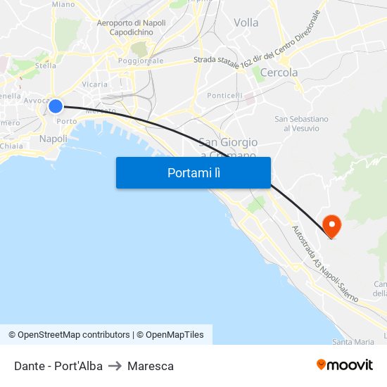 Dante - Port'Alba to Maresca map