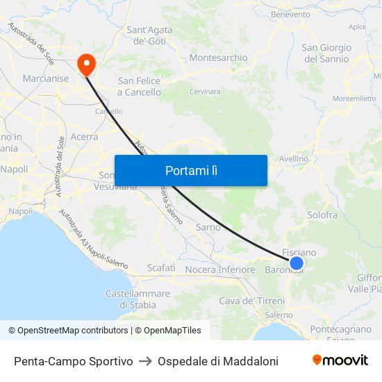 Penta-Campo Sportivo to Ospedale di Maddaloni map