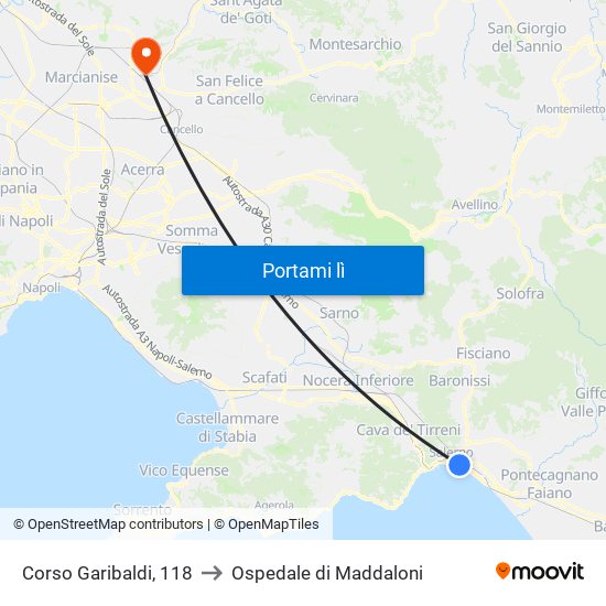 Corso Garibaldi, 118 to Ospedale di Maddaloni map