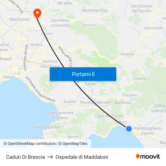 Caduti Di Brescia to Ospedale di Maddaloni map