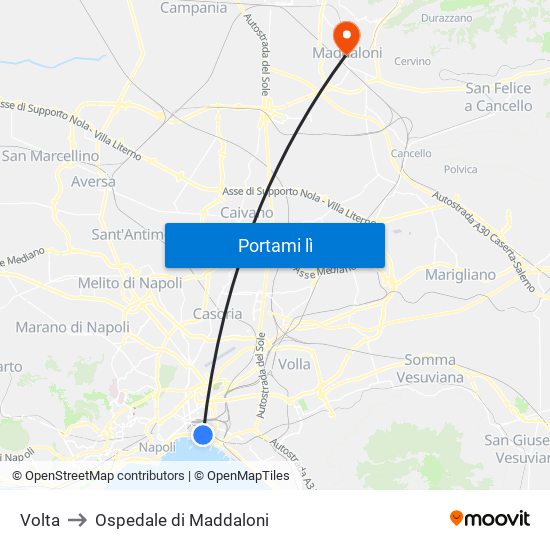 Volta to Ospedale di Maddaloni map