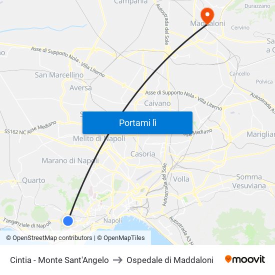 Cintia - Monte Sant'Angelo to Ospedale di Maddaloni map