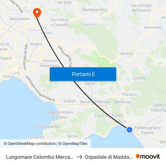 Lungomare Colombo Mercatello to Ospedale di Maddaloni map