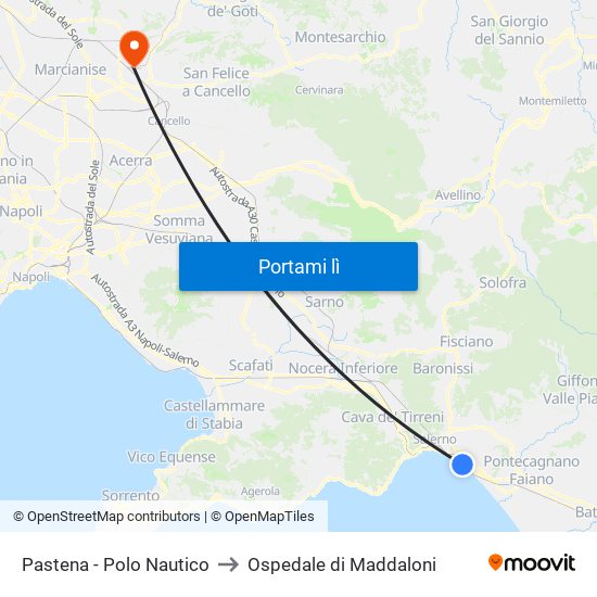 Pastena  - Polo Nautico to Ospedale di Maddaloni map