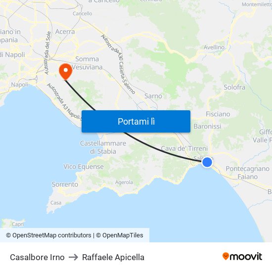 Casalbore Irno to Raffaele Apicella map