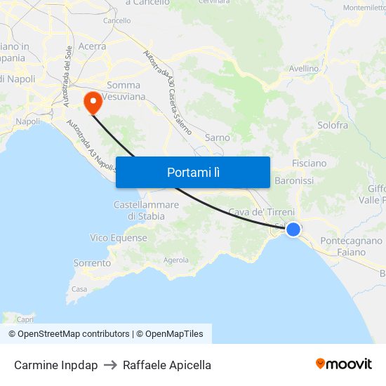 Carmine Inpdap to Raffaele Apicella map