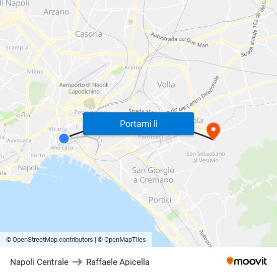 Napoli Centrale to Raffaele Apicella map
