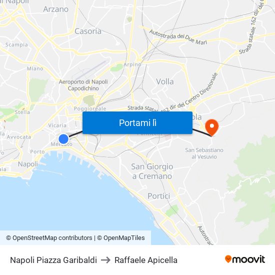 Napoli Piazza Garibaldi to Raffaele Apicella map