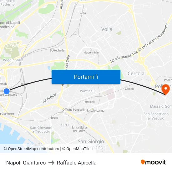 Napoli Gianturco to Raffaele Apicella map