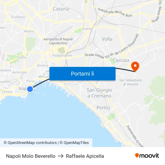 Napoli Molo Beverello to Raffaele Apicella map
