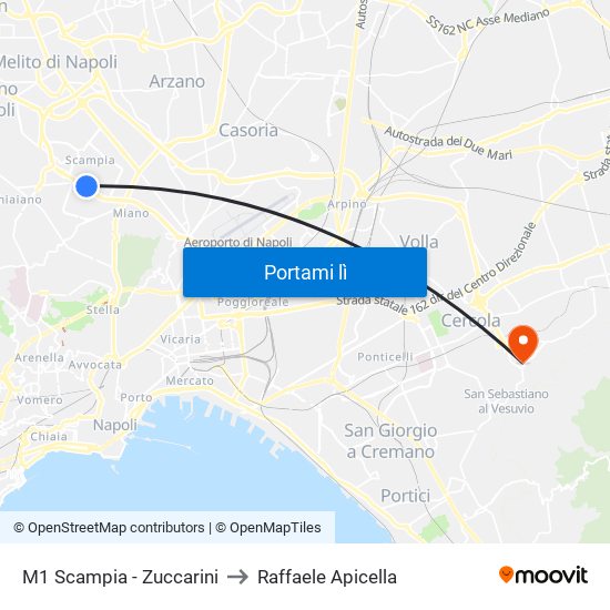 M1 Scampia - Zuccarini to Raffaele Apicella map