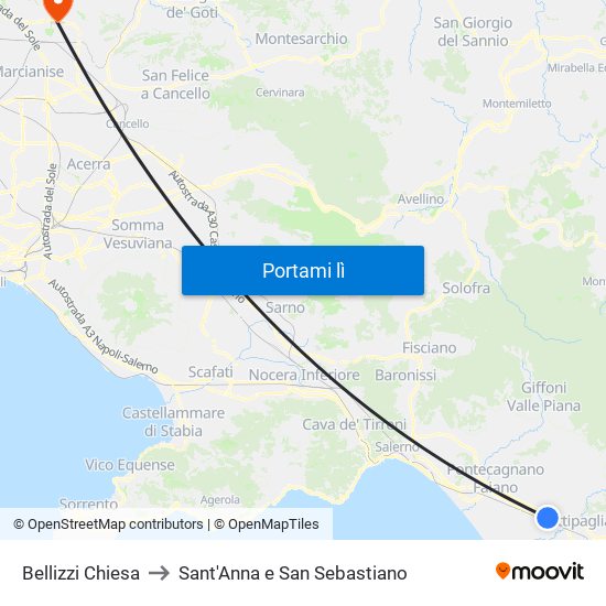 Bellizzi Chiesa to Sant'Anna e San Sebastiano map
