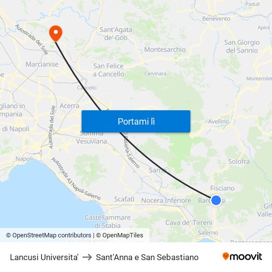 Lancusi Universita' to Sant'Anna e San Sebastiano map