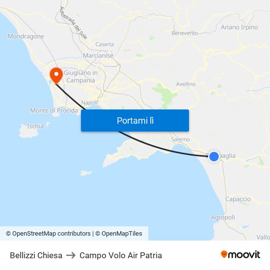 Bellizzi Chiesa to Campo Volo Air Patria map