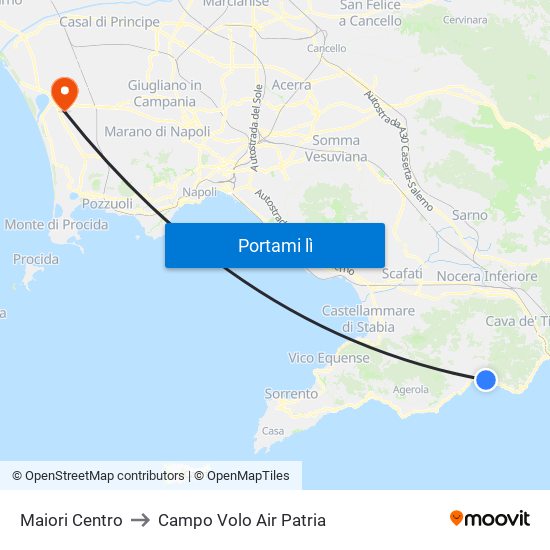 Maiori Centro to Campo Volo Air Patria map