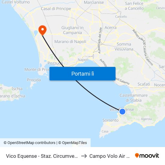 Vico Equense - Staz. Circumvesuviana to Campo Volo Air Patria map