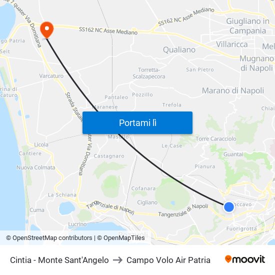 Cintia - Monte Sant'Angelo to Campo Volo Air Patria map