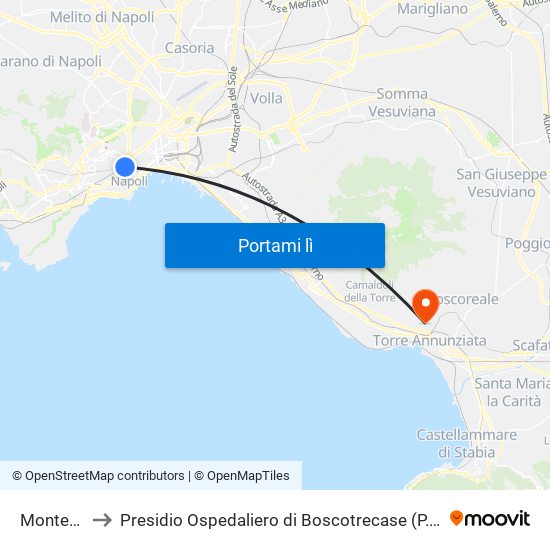 Montesanto to Presidio Ospedaliero di Boscotrecase (P.O. di Boscotrecase) map