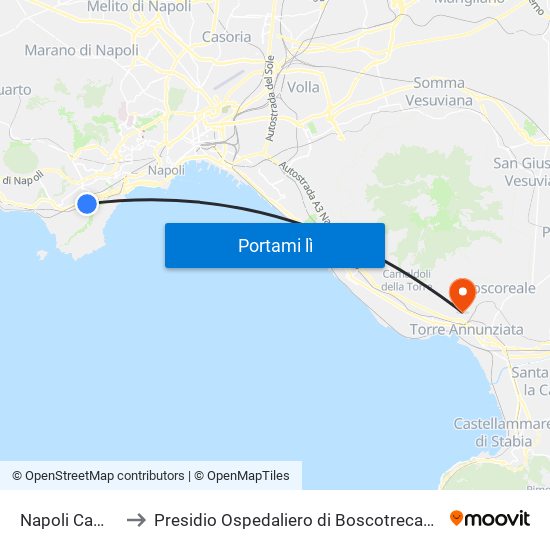 Napoli Campi Flegrei to Presidio Ospedaliero di Boscotrecase (P.O. di Boscotrecase) map
