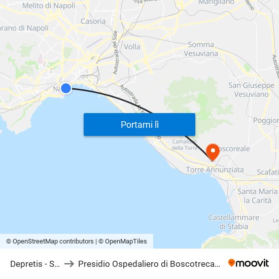 Depretis - San Marco to Presidio Ospedaliero di Boscotrecase (P.O. di Boscotrecase) map