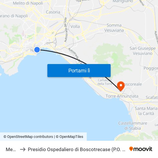 Medina to Presidio Ospedaliero di Boscotrecase (P.O. di Boscotrecase) map