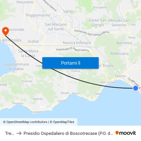 Trento to Presidio Ospedaliero di Boscotrecase (P.O. di Boscotrecase) map