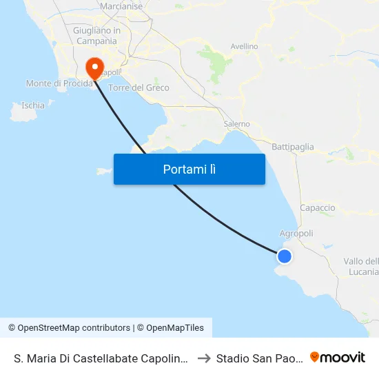 S. Maria Di Castellabate Capolinea to Stadio San Paolo map