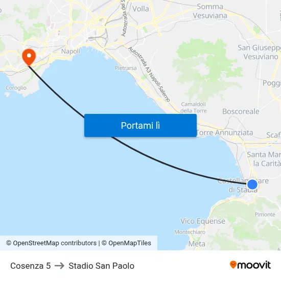 Cosenza 5 to Stadio San Paolo map
