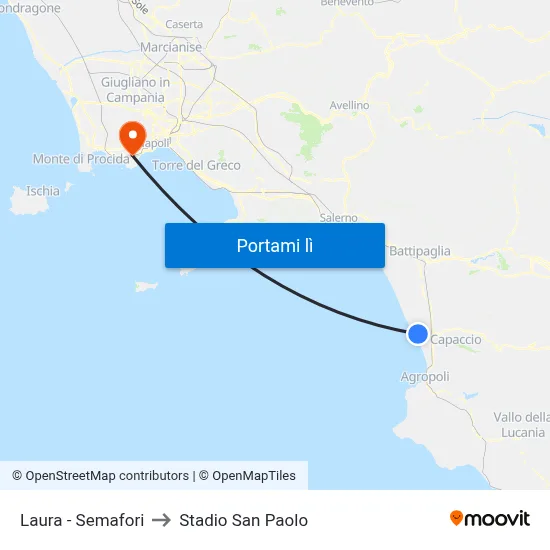 Laura - Semafori to Stadio San Paolo map