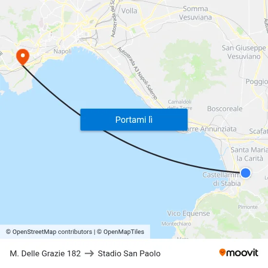 M. Delle Grazie 182 to Stadio San Paolo map