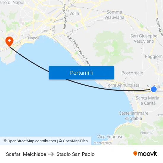 Scafati Melchiade to Stadio San Paolo map