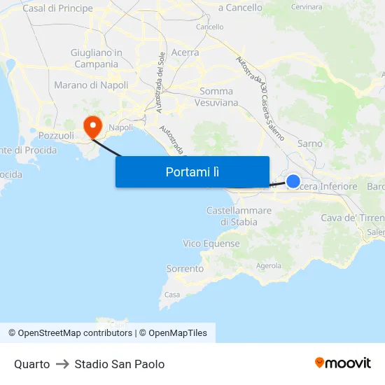 Quarto to Stadio San Paolo map