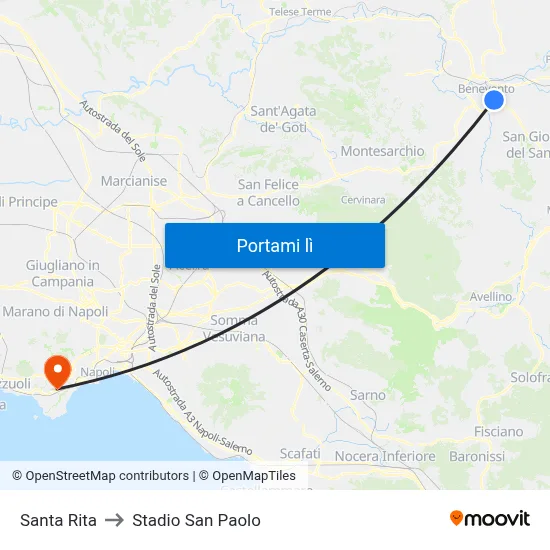 Santa Rita to Stadio San Paolo map