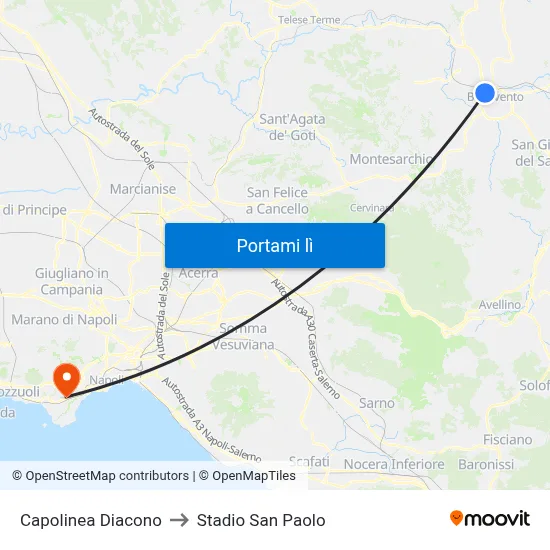 Capolinea Diacono to Stadio San Paolo map