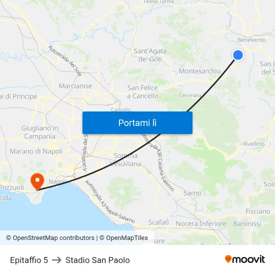 Epitaffio 5 to Stadio San Paolo map