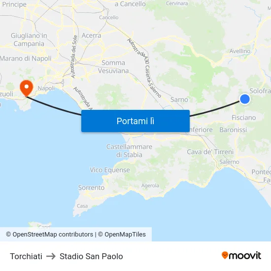 Torchiati to Stadio San Paolo map