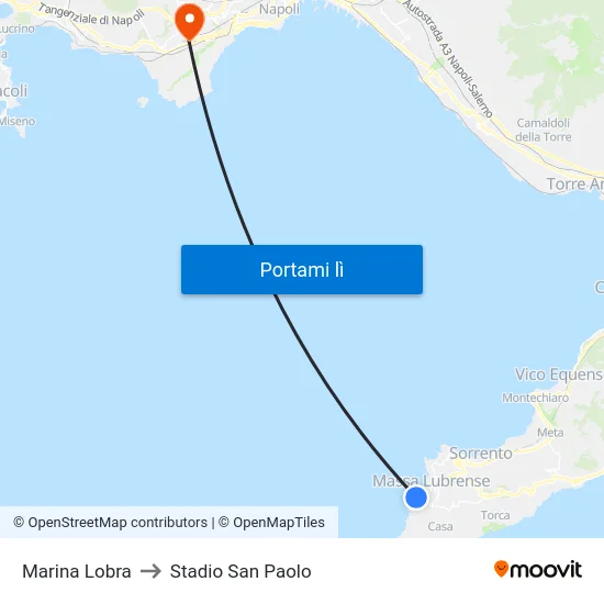 Marina Lobra to Stadio San Paolo map