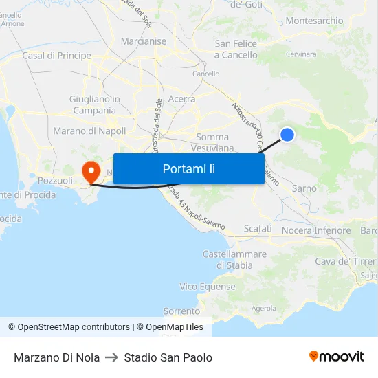 Marzano Di Nola to Stadio San Paolo map