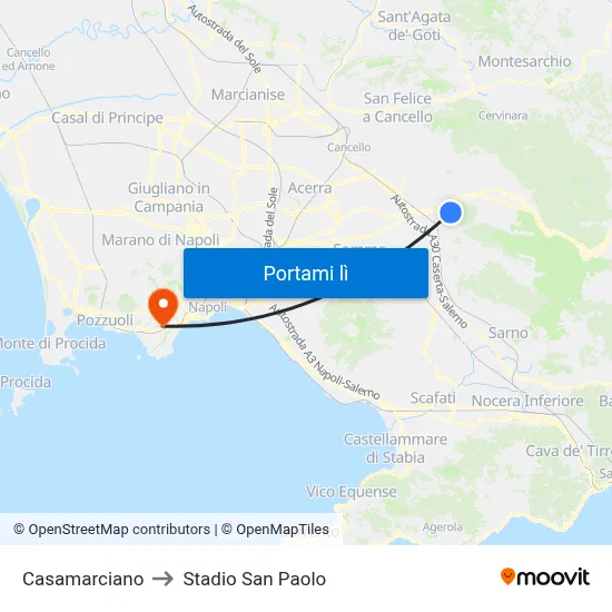 Casamarciano to Stadio San Paolo map